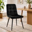 Modern Oira Black Velvet Dining Chairs Set of 4 Tufted Kitchen Dining Chairs Dining Room Furniture