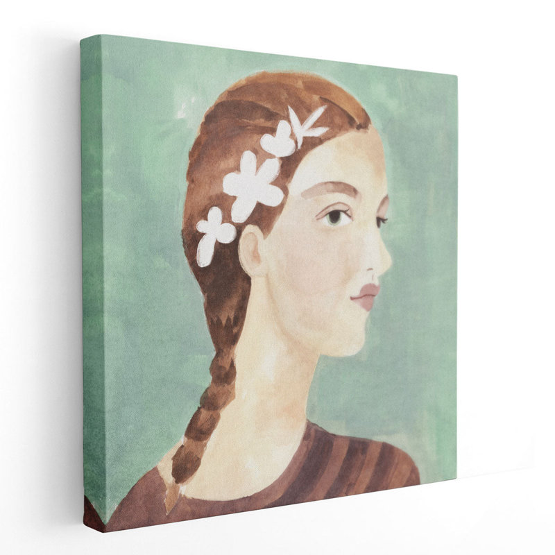 Folk Art Portrait I - Canvas Print Wall Art, 30" H x 30" W