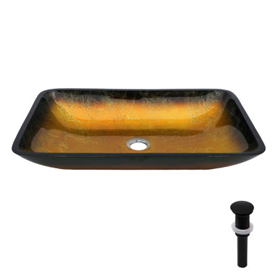 Tempered Glass Bathroom Sink, Amber Gold Gradient, Square Design, Pop - Up Drain, Comfortable Washing Vessel Sink For Bathroom, Shape, Easy Maintenance