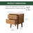 Set of 2 MCM Solid Oak Low & Narrow Nightstands with 2 Drawers-768444500