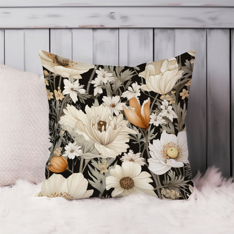 Floral Pillow Cover, 18"H x 18"W