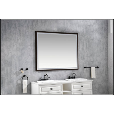 Miroir de salle de bain à DEL avec cadre en aluminium, meuble-lavabo mural, antibuée, mémoire, 3 couleurs, gradation continue