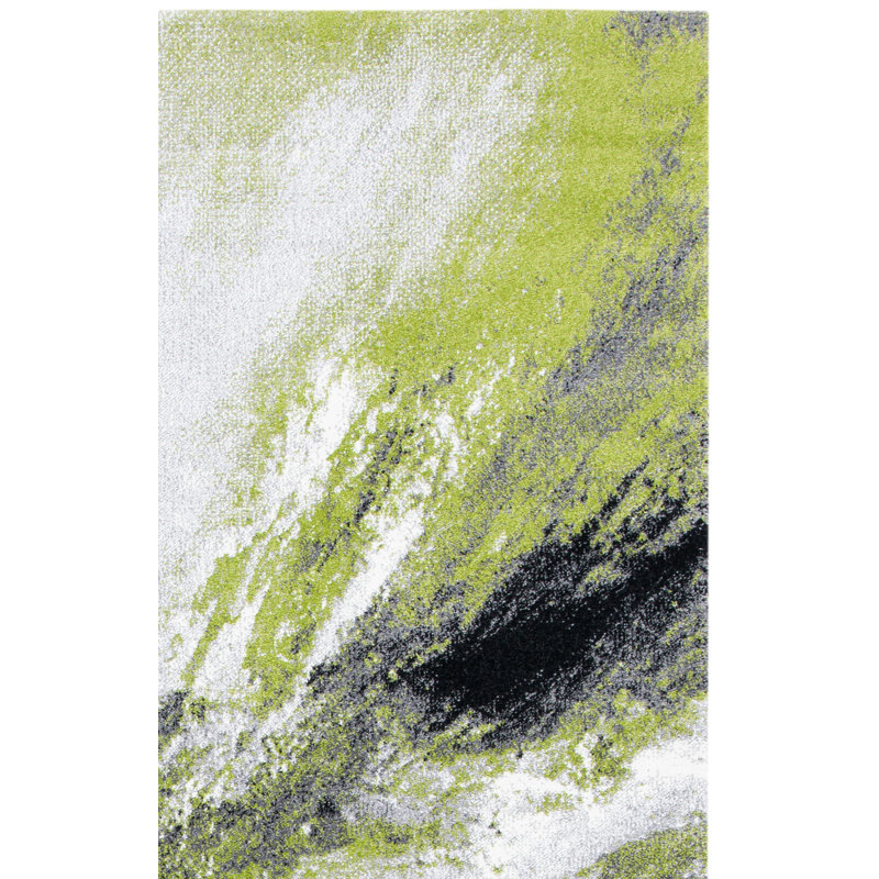Rizer Abstract Gray/Green Area Rug, Rectangle 5'3" x 7'6"