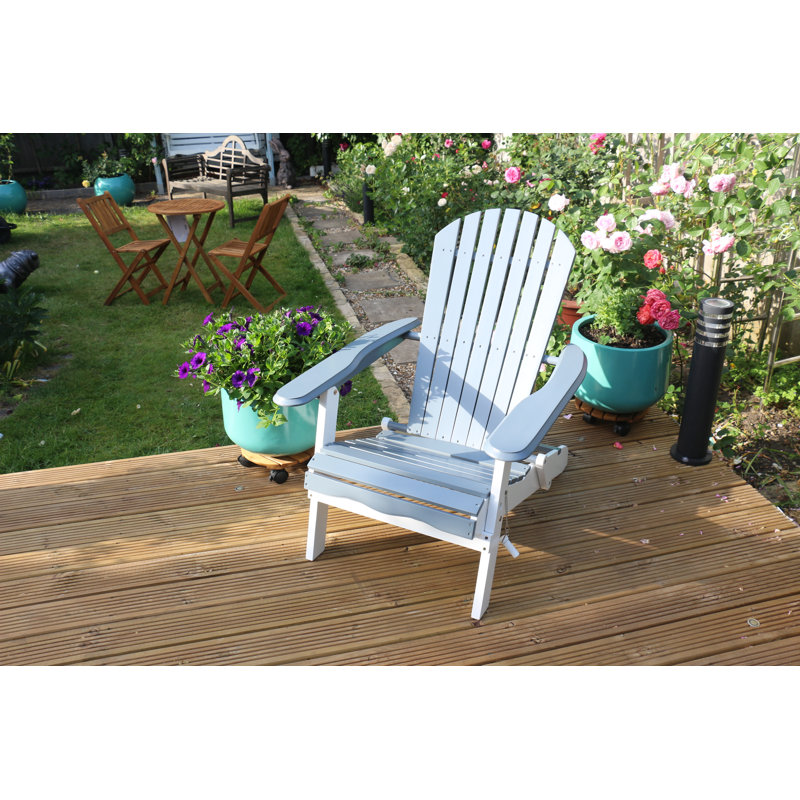 Folding Adirondack Chair FSC 100% Acacia Wood, Grey/White