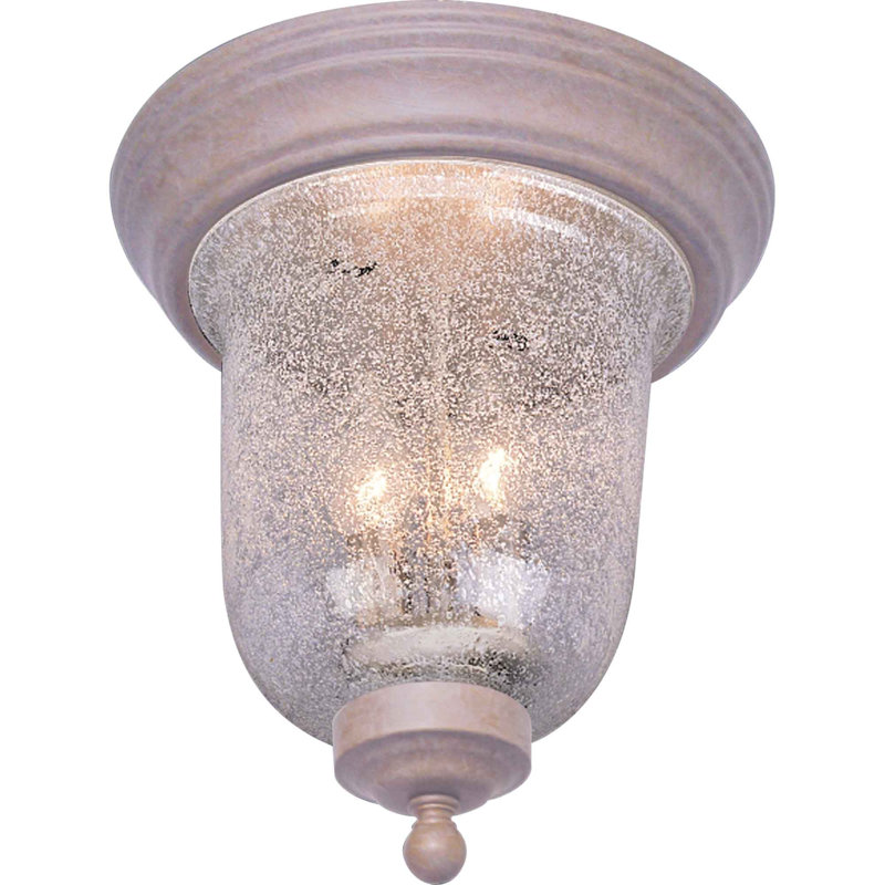  Lanark 2-Light Indoor Prairie Rock Ceiling Mount Fixture with Clear Seedy Glass Bell Shade, Prairie Rock