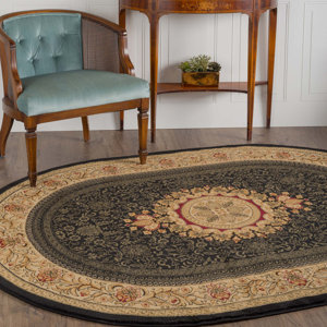 Clarence Oriental Black/Beige Area Rug