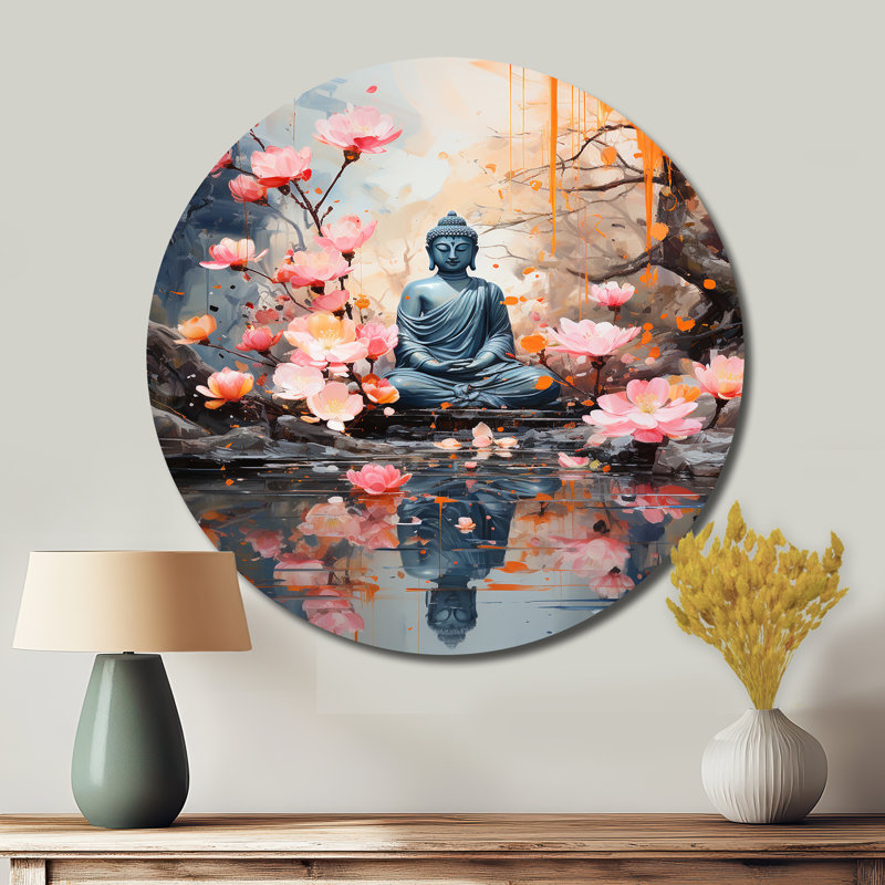 Thyda - Art spirituel rond en métal, H 36 po x l 36 po