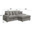 Canapé modulaire réversible Tavia 84 po avec 6 coussins en velours côtelé gris Tavia