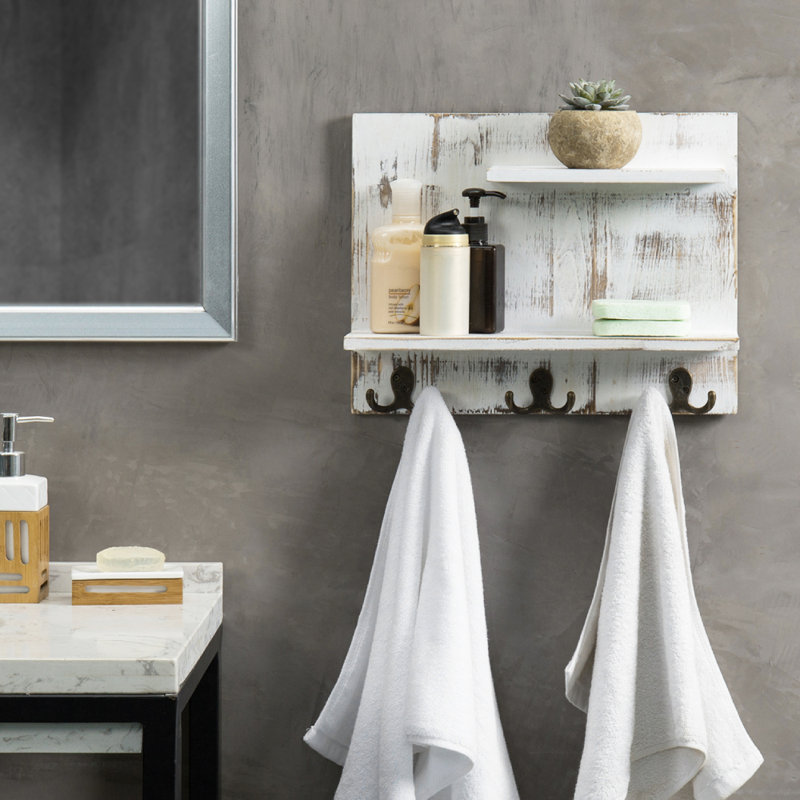 Alush Solid Wood Bathroom Shelves