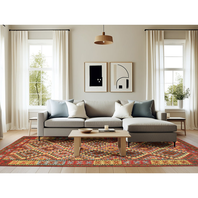 Tapis brun/gris/crème contemporaine, Rectangle 6 pi x 9 pi