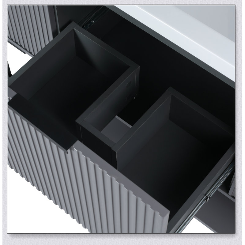 Meuble-lavabo autoportant avec lavabo en résine, Gris roche