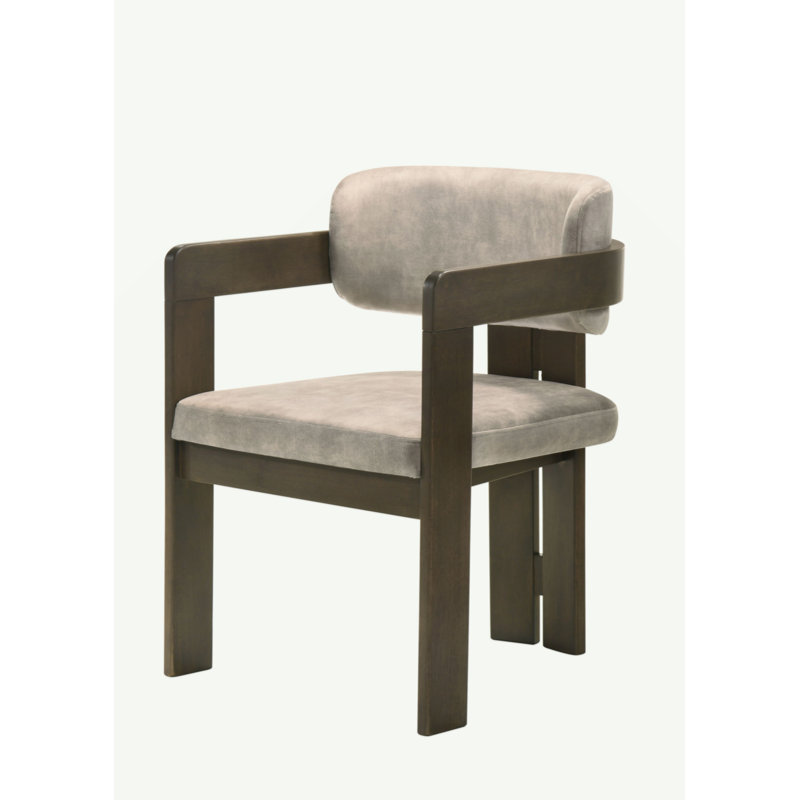 Chaise d'appoint Destin en microfibre polie et finition noyer gris clair