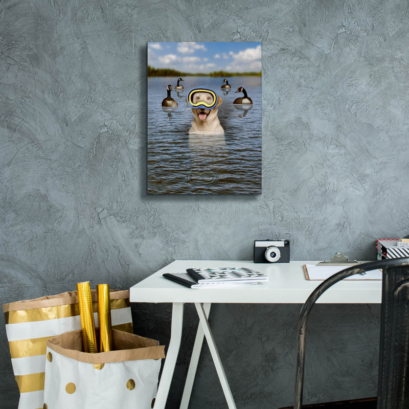  «Lab And Geese» par John Hovenstine, art mural sur toile, 12 po x 16 po, H 16 po x l 12 po