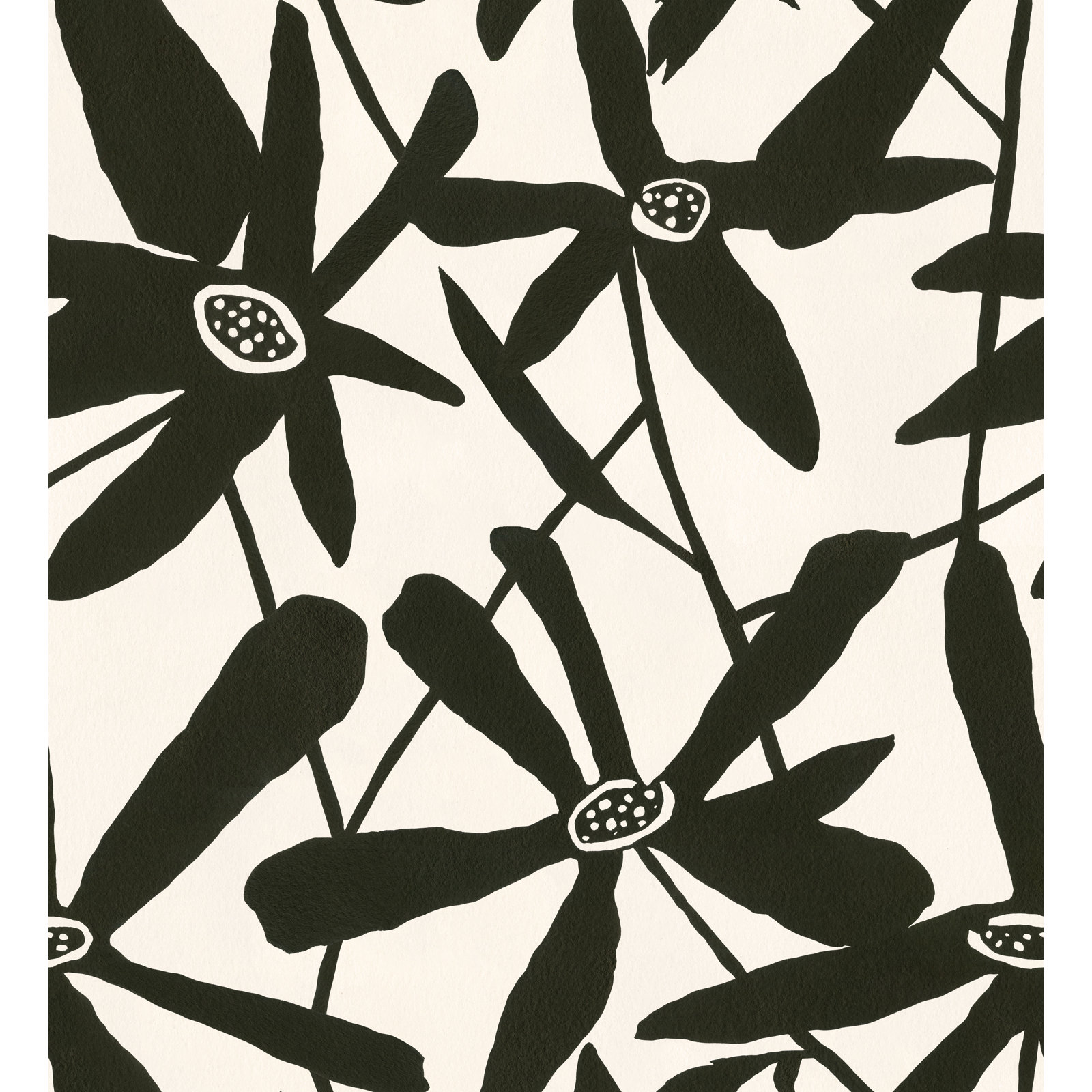 Brookstead Floral Wallpaper, Cream/Black
