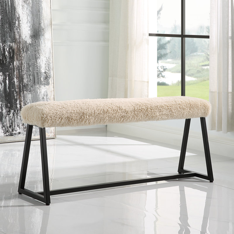 Taupo Beige Polyester Upholstered Entryway Bench