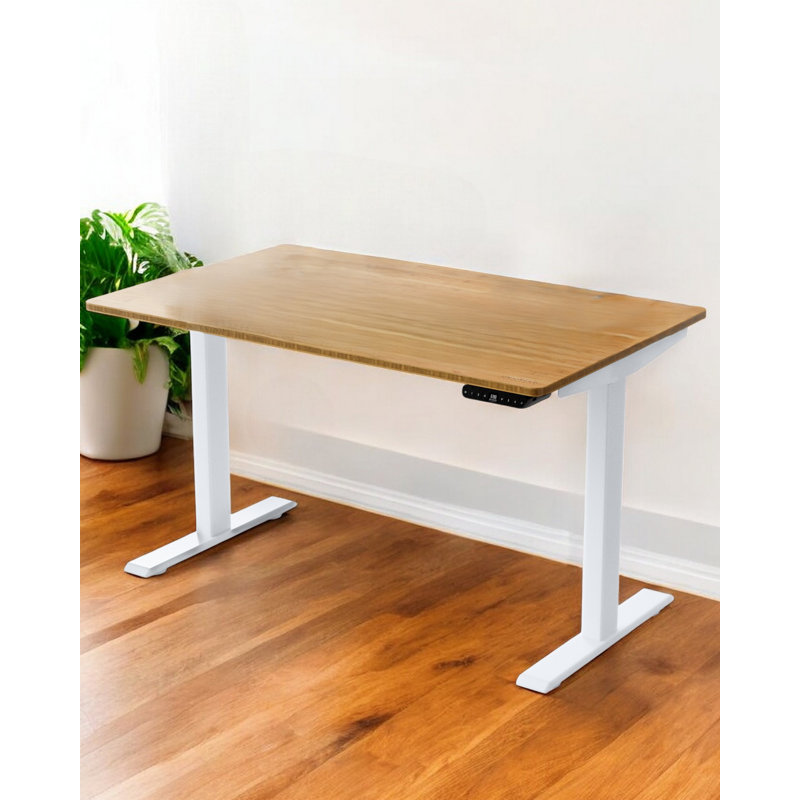 Bureau d'ordinateur 48 po réglable en acier inoxydable brun et blanc
