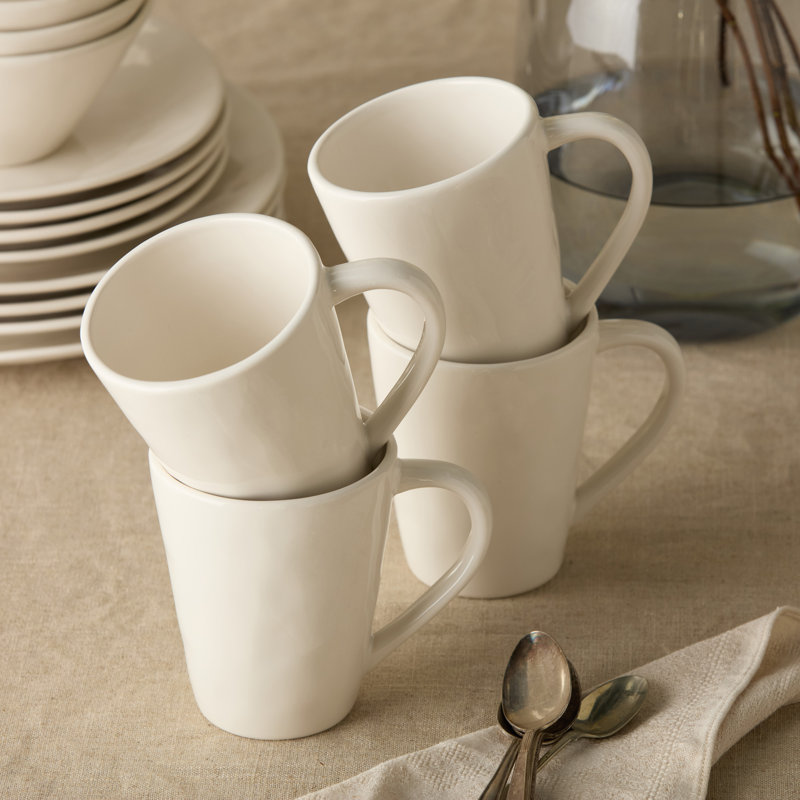 Ensemble de 4 tasses en grès 14 oz Linen Cream