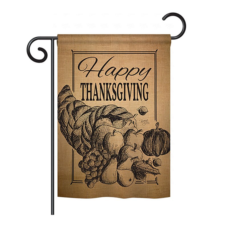 Drapeau de maison en polyester Therir Happy Cornucopia, H 18,5 po x l 13 po