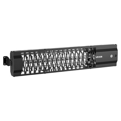 Chauffage infrarouge 1500 W, chauffage d'appoint électrique extérieur, noir, télécommande, panneau de commande et interrupteur latéral, acier laminé à froid, installation facile, chaleur uniforme pour terrasses, jardins et balcons.