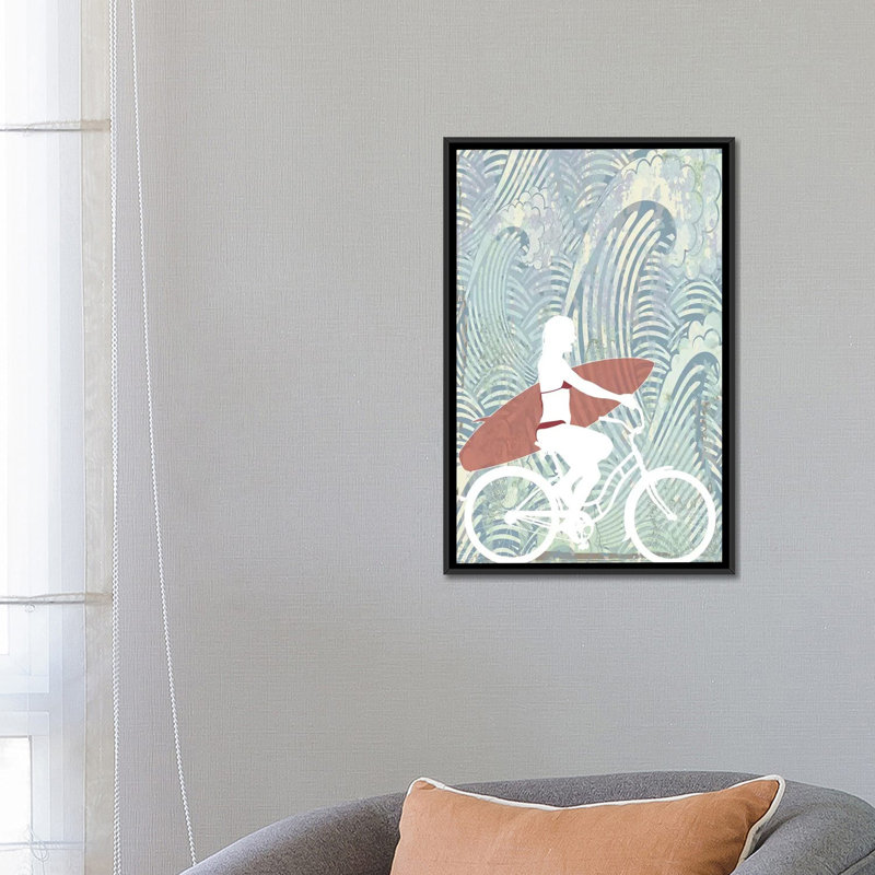 «Surf», reproduction sur toile, H 26 po x l 18 po x P 1,5 po, Toile avec cadre noir, Pas de tapis