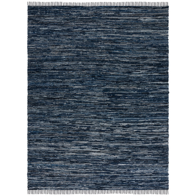 Ketter Hand Woven Denim/Cotton Rug in Navy/Black, Rectangle 8' x 10'