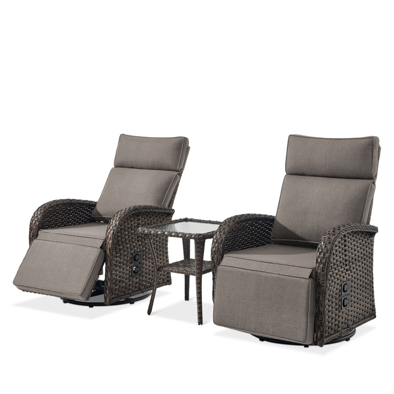 Chaise longue inclinable et réglable en osier Serita, Gris, Brun