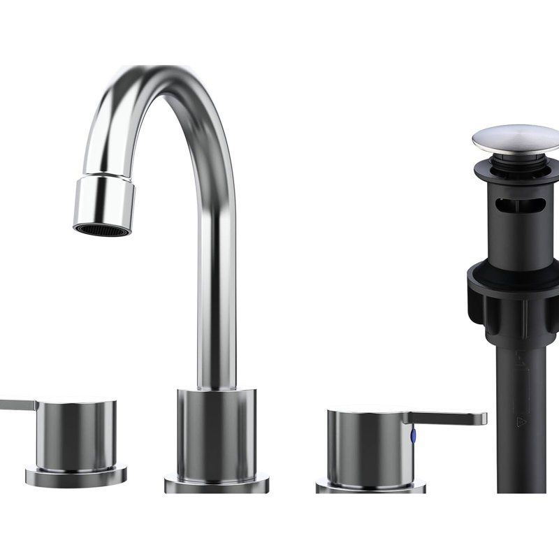 Robinet de salle de bain 8 pouces à 2 poignées avec finition, bec pivotant à 360 ° et système d'économie d'eau pour lavabo public à 3 trous avec système de rotation, système, salle de bain