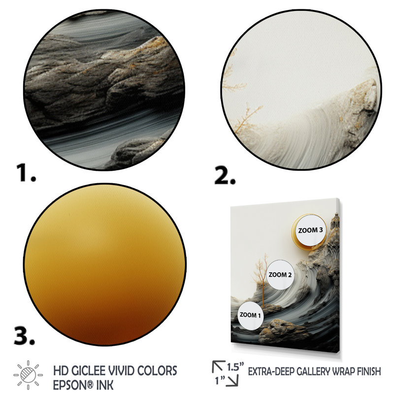 " Abstract Seascape Full Moon Wildness ", 40" H x 30 " W x 1.5" D, Gold Floater Frame