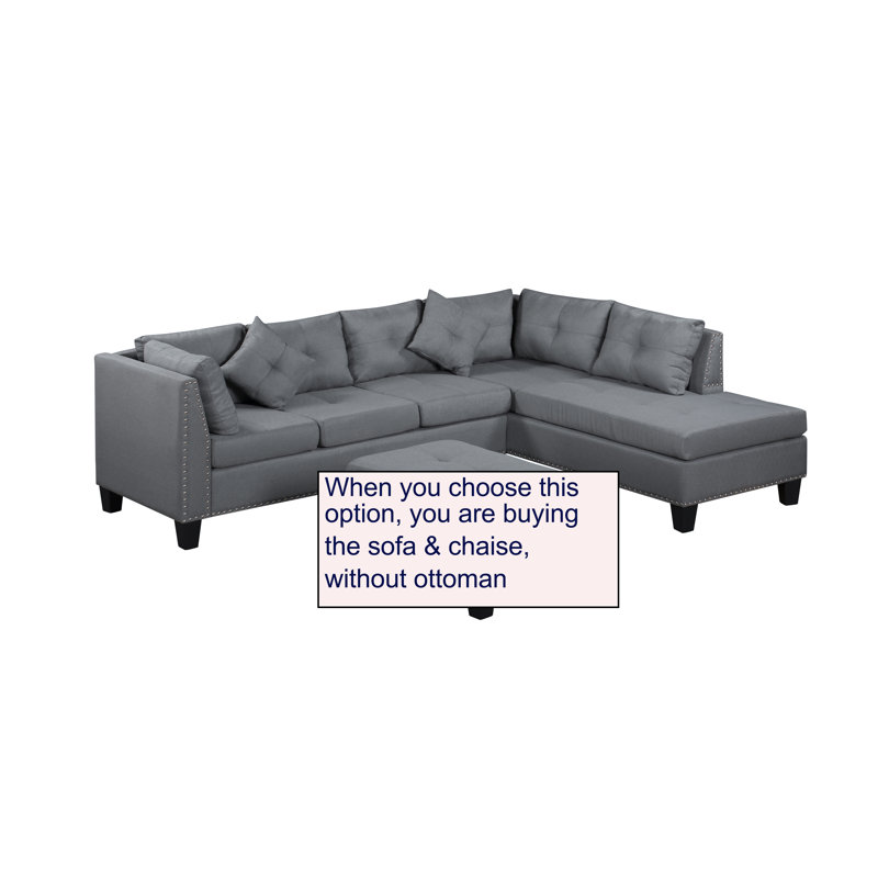 104.5” Upholstered Sofa & Chaise (without Ottoman) 