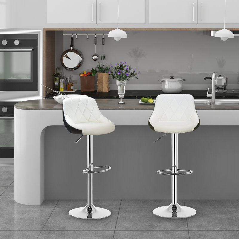 Dequay Swivel Bar Stool, White/Black