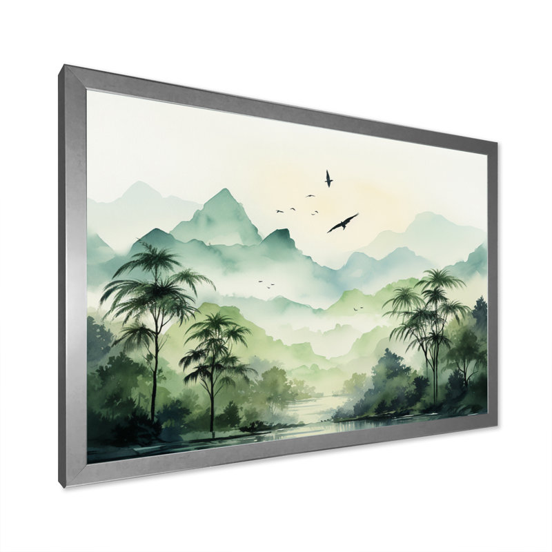 «Tranquil Oasis I» sur toile, H 12 po x l 20 po x P 1 po, Cadre simple argenté