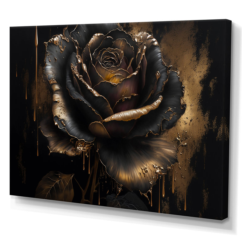 Noir et rose doré I - Art mural rose, Toile tendue, H 24 po x l 32 po x P 1 po