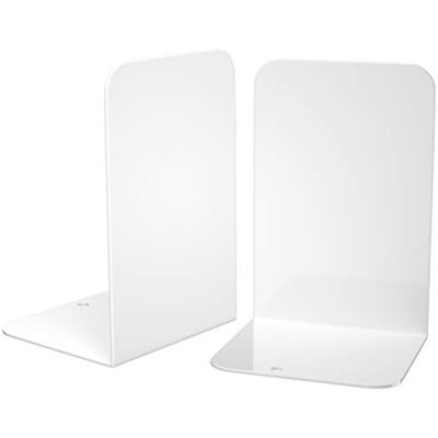 Bookends 1 Pair, White Metal Book Ends, Bookends For Shelves, Book Stopper For Heavy Books, Book Dividers For Home Office