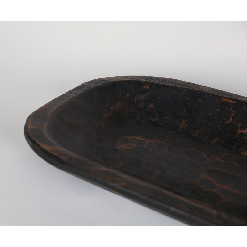 Bol décoratif peint en bois rustique, Noir