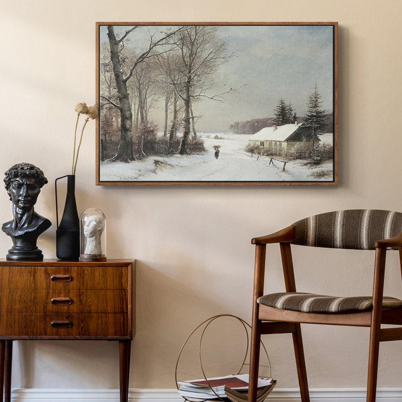 Paysage rétro - CCLxxviii, H 25 po x l 37 po x P 2 po, Toile encadrée noyer flottant