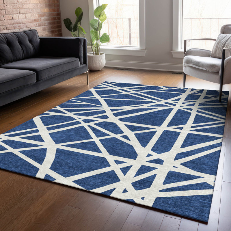 Tapis intérieur / extérieur bleu Zephina , 10 pi x 14 pi