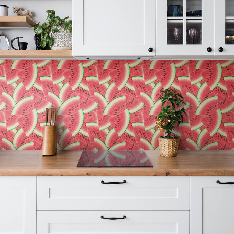 Self Adhesive Vinyl Splashback Tiles Sticker Peel Stick set 9 pieces 30x30 cm Pieces red watermelon
