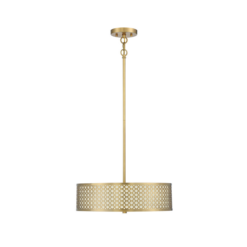 Luminaire suspendu tambour simple à 3 lumières en laiton Mike, Laiton
