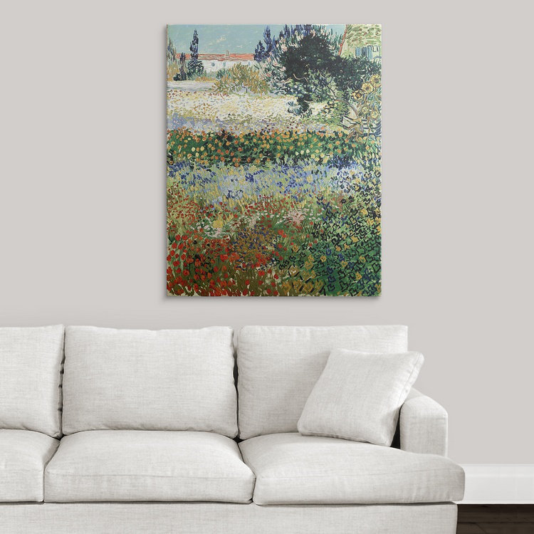 «Garden in Bloom» par Vincent Van Gogh - reproduction, H 30 po x l 24 po x P 1,5 po, Toile