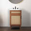 Base de meuble-lavabo autoportant en rotin de style bohémien à 2 tablettes Javer l 20 po x P 18 po x H 33 po seulement (lavabo non inclus), noyer-93805411