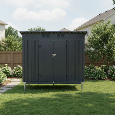 75.79" L x 61.46" W 69.49" H Metal Chicken Coop Charcoal grey Upgraded Elevated Base 1 Piece