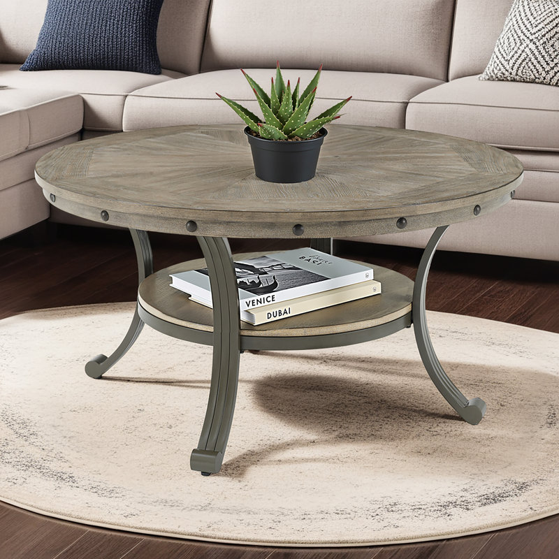 Roni Archstone Coffee Table, Gray Top/Pewter Base