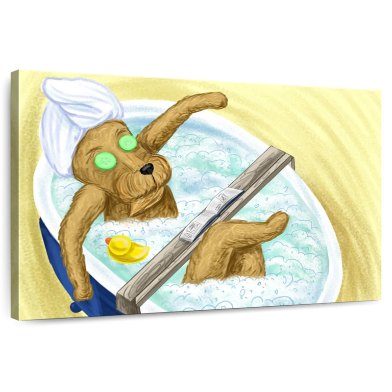 Ketti Dog In A Bubble Bath, 16" H x 24" W