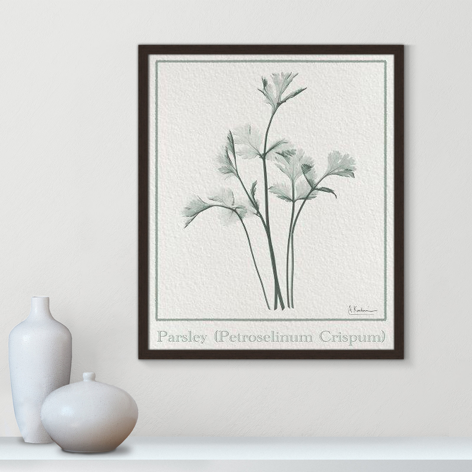 Jeanette "Parsley II" Print by Albert Koetsier, 25.5" H x 21.5" W x 1.25" D, Open Grain Walnut Framed Paper