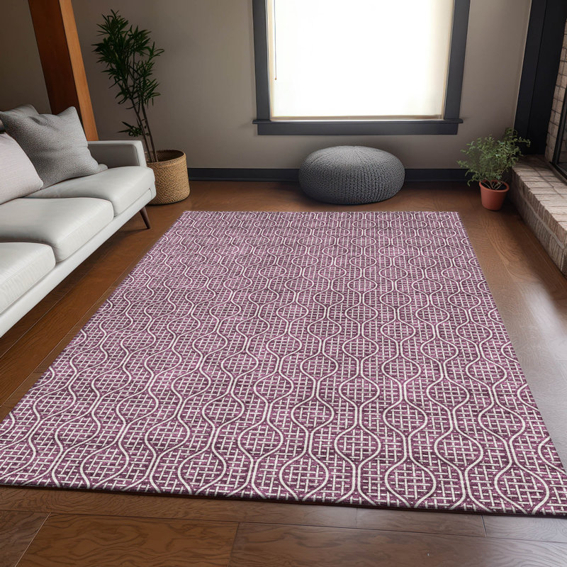 Tapis aubergine de qualité supérieure lavable à la machine Prisco, Rectangle 10 pi x 14 pi