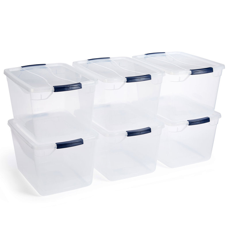 Rubbermaid Cleverstore Clear 16 Qt Plastic Storage Bins with Lids, 6-Pack, 6 Pack