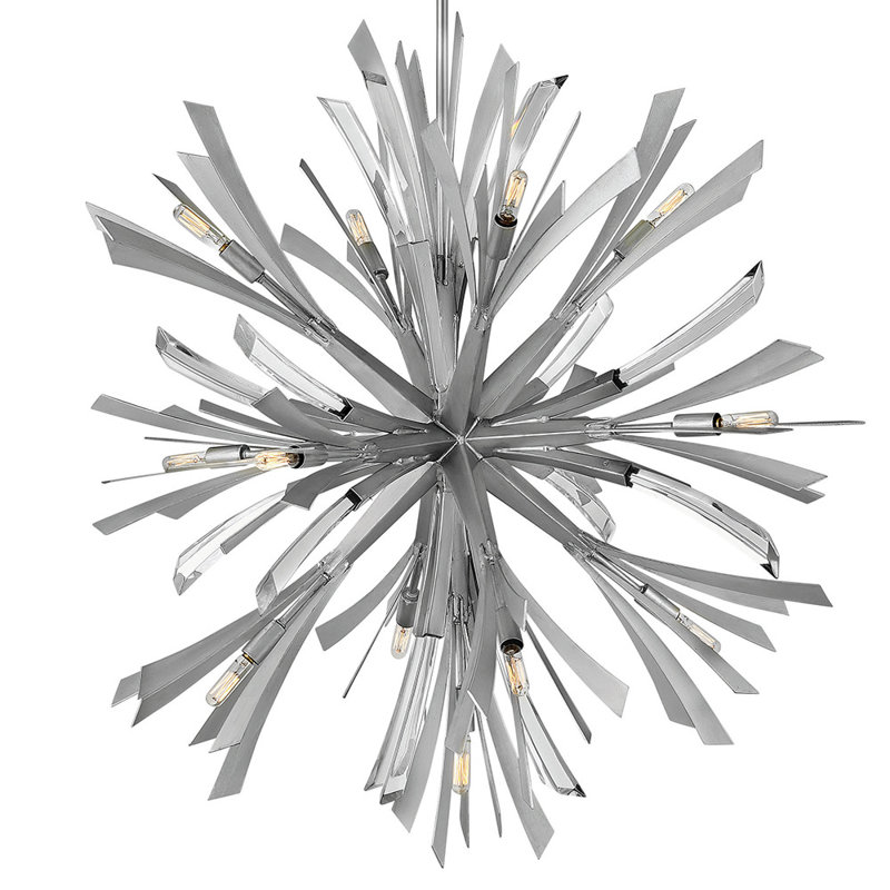 Vida 36" Thirteen-Light Modern Orb Hanging Chandelier w/ Crystal Accents