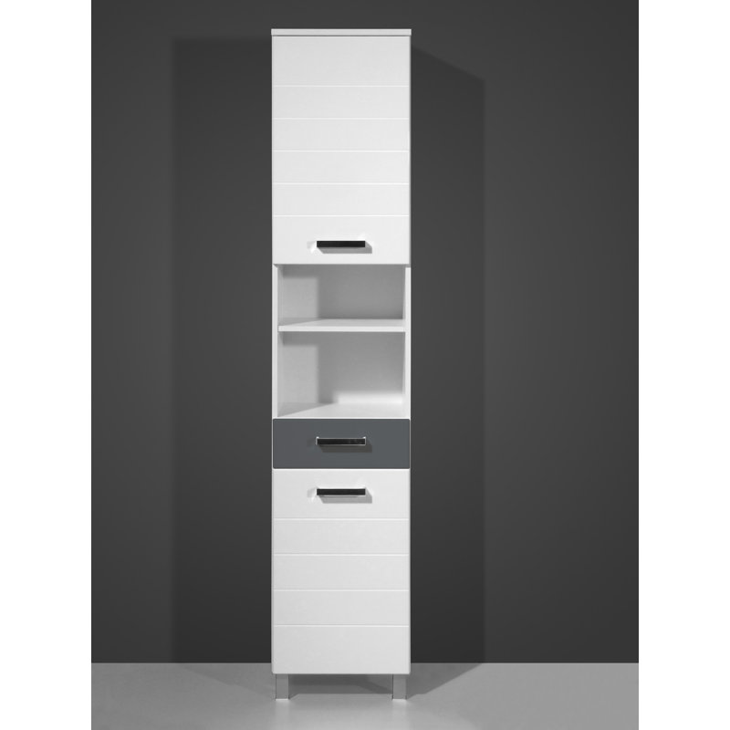 Elegance Linen Cabinet, White/Basalt grey