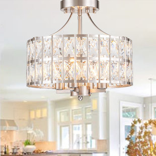Plafonnier semi-encastré en cristal 4 lumières