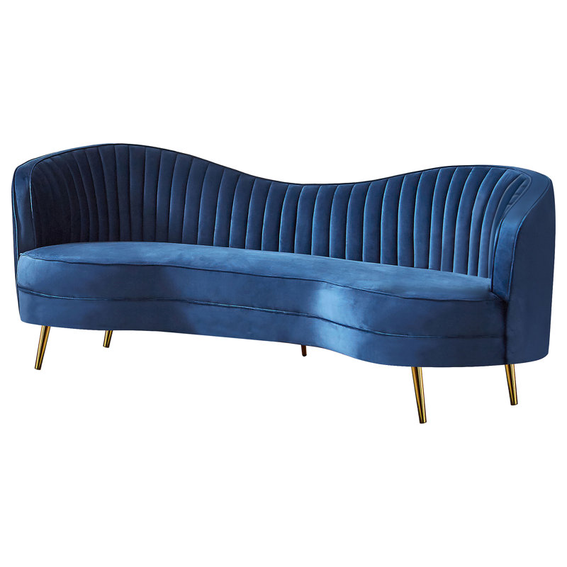 Canapé Westerham, Velours bleu, H 33 po x l 74 po x P 36 po